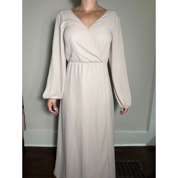 Show Me Your Mumu 3/4 Quarter Sleeve Wedding Guest/Bridesmaid Dress Size M Taupe - Picture 2 of 8